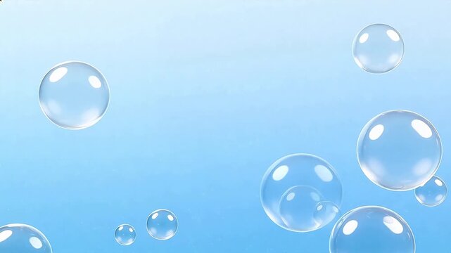 floating transparent bubbles on blue