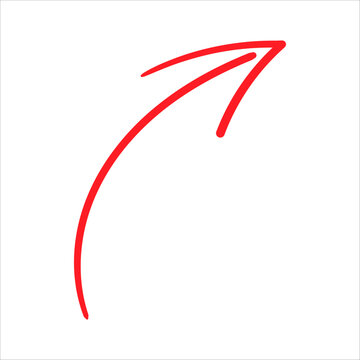 Red hand-drawn arrow with a dynamic curvy line, ideal for indicating direction