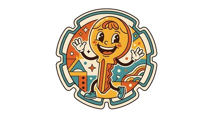 Fototapeta premium Surreal solution finder key mascot graphic badge without text