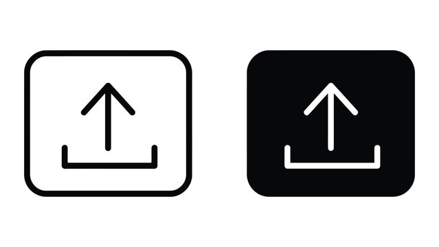 Upload icon with base line representing file submission and data synchronization as clean vector graphic for web interface and digital platform design