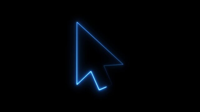 Neon blue glowing computer mouse cursor pointer animation