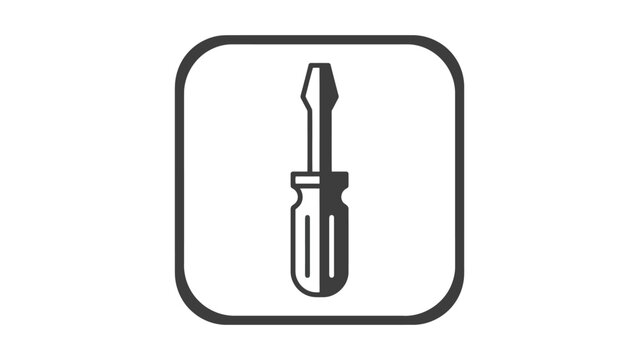 Screwdriver tool icon inside rounded square border for hardware and technical repair services