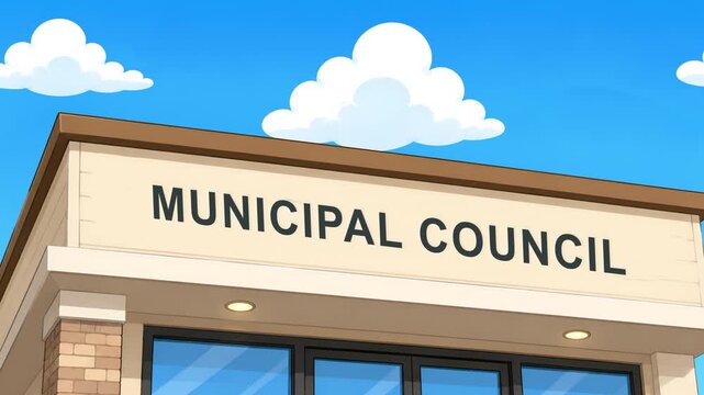 Municipal Council Building Exterior Animation | Local Government Administration Background