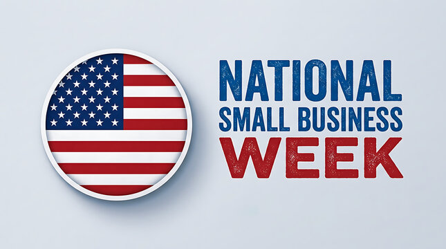 National small business week with american flag circle and bold text