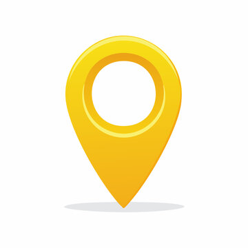 Yellow map pin icon on white background