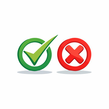 Green checkmark symbol and red cross symbol for correct and incorrect answers