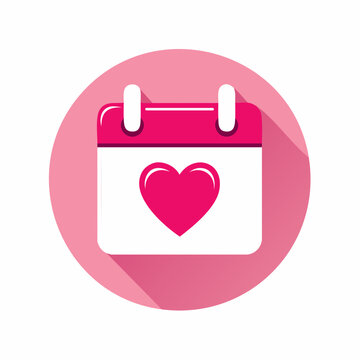 Pink Heart Calendar Icon Symbolizing Love Events and Special Dates