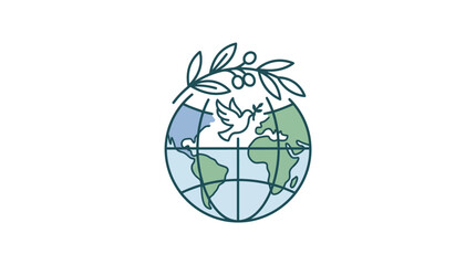 Peaceful dove on globe with olive branch design © Vita