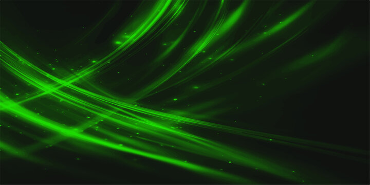 An abstract green background loop with alpha features glowing fractal waves and bright energy lines in a fantasy tech design