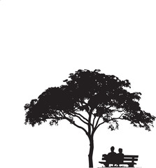 Fototapeta premium Black Silhouette Tree with Branches and Leaves Vector Illustration
