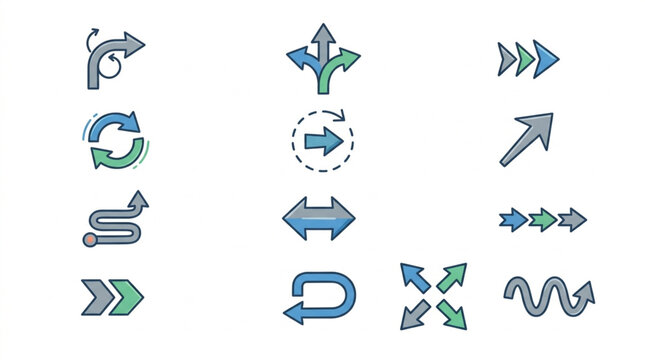 Directional Movement Icons Set.