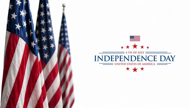 Patriotic American Flags Waving and Celebrating Independence Day Holiday Event
