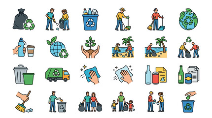 Fototapeta premium People engaging in recycling activities for a cleaner planet