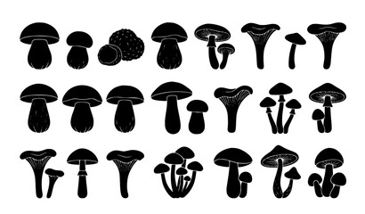 Mushroom silhouette collection vector illustration © MdToufik