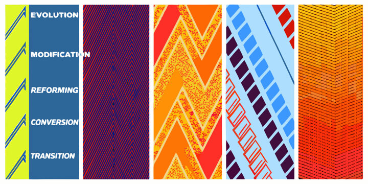Geometric pattern with text constructivist style vibrant color blocks