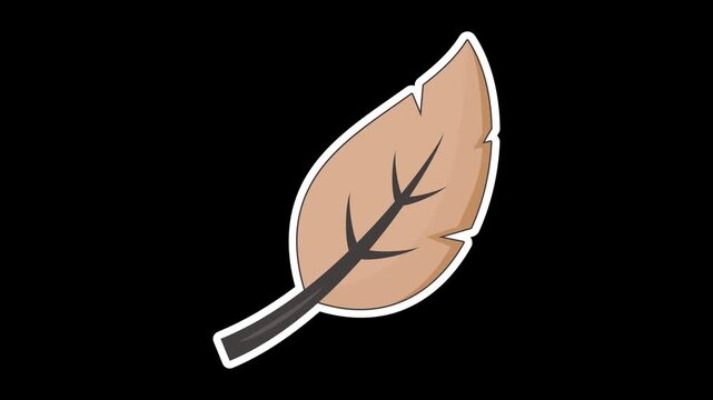 Seamless looping animation of a swinging dry leaf for autumn and fall seasonal concepts. Flat style sticker design element isolated on transparent alpha channel background