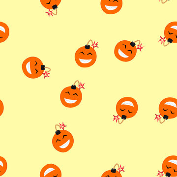 pattern c4 bomb character cartoon. shrapnel incendiary, payload nuclear, atomic hydrogen c4 bomb character sign. seamless vector illustration