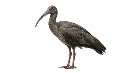 Fototapeta premium Dark ibis bird standing side view white isolated on transparent background png
