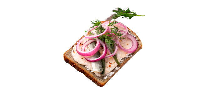 Gourmet open sandwich bruschetta with fresh toppings on a transparent background