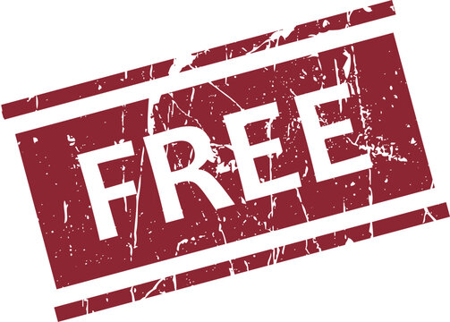 Distressed 'free' stamp graphic red ink on white background promotional design element