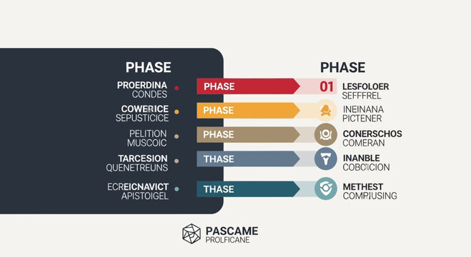 Phased Process Flow Diagram with Color-Coded Stages