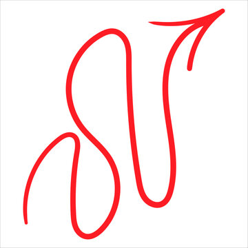Abstract red wavy line with an arrow indicating forward momentum, success, and positive trend development