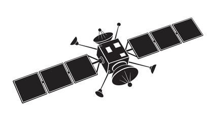 Satellite Silhouette On White Background Space Exploration Technology © MdMosharef