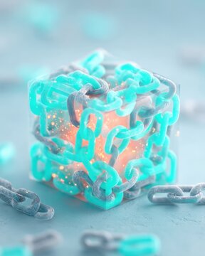 Close-up of intertwined glow-in-the-dark silicone rubber bands forming intricate patterns on a reflective surface