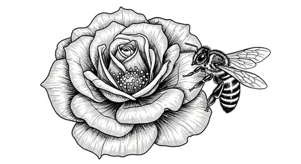 Bee on a Flower Illustration. © jonatan