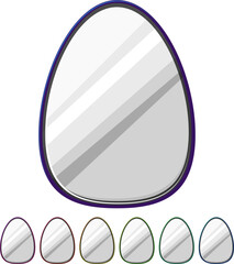 Fototapeta premium frame wall mirror cartoon. home furniture, room decoration, style round frame wall mirror sign colorful illustration