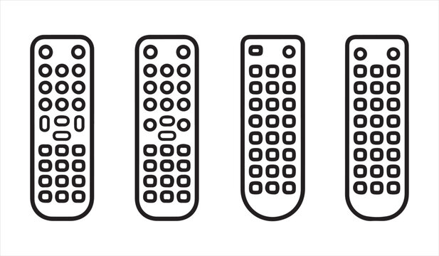 Outline remote controller collection featuring multimedia navigation and smart device controls