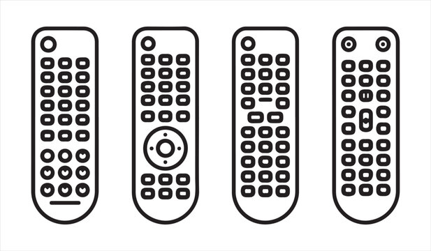Remote control icon set with television controllers and consumer electronics symbols