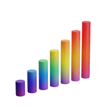 Vibrant set of colored pencils arranged in ascending height