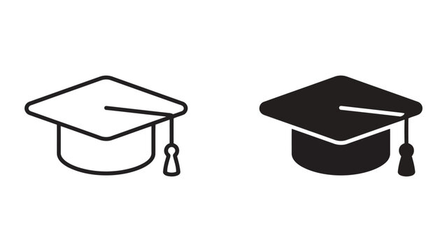 Academic graduation cap icon for education and learning themes in vector line and solid style isolated on white background ideal for school websites and university event branding