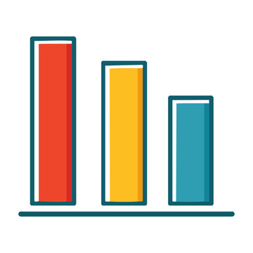 Flat design bar chart icon showing decline