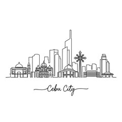 Obraz premium Cebu City Skyline: Minimalist Line Art Illustration, Philippine Cityscape