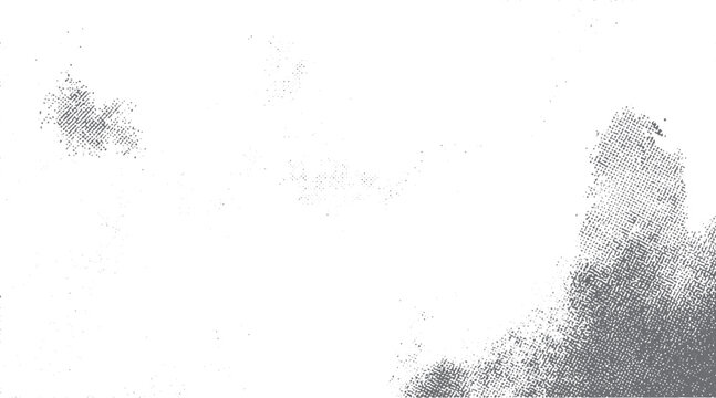 Grey and white halftone dot pattern texture with scattered small dots and larger textured areas