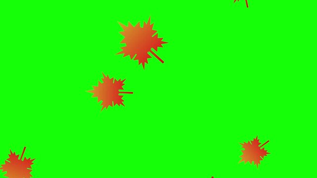 Animation of maple leaves falling against a green background