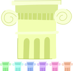 Naklejka premium building column ancient cartoon. architecture greece, rome sculpture, marble old building column ancient sign vector