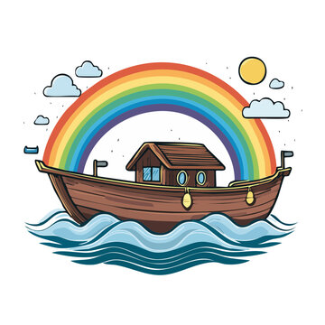 Noah's Ark with Rainbow and Sun