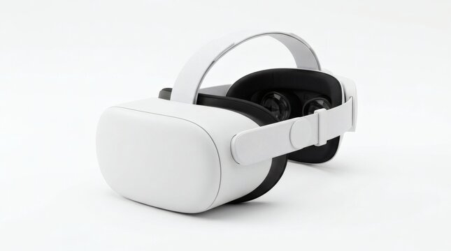 Modern White Virtual Reality Headset Isolated on White Background