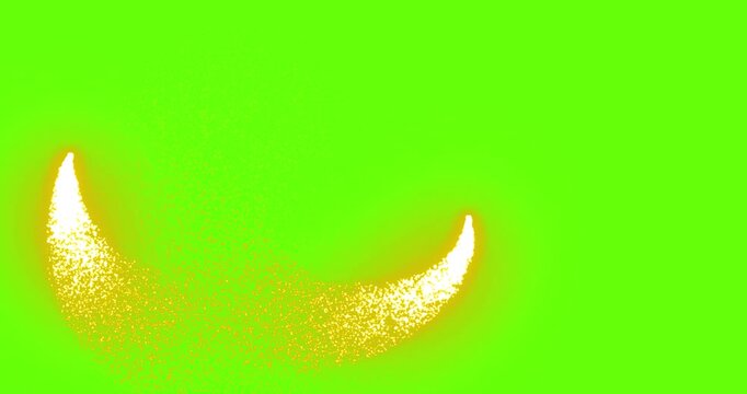 Golden star trail flying around with twinkling particles floating in the air. Gold dust particles glowing moving on green background overlay.