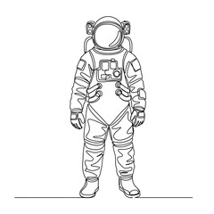 Naklejka premium Astronaut in One-Line Art on White Background