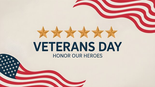 Veterans day background with american flag elements and golden stars honoring military heroes with patriotic design, suitable for social media posts, greeting cards, and commemorative events