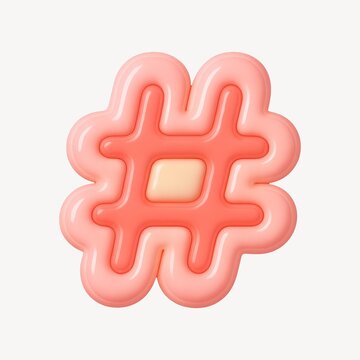 Glossy hashtag symbol illustration.