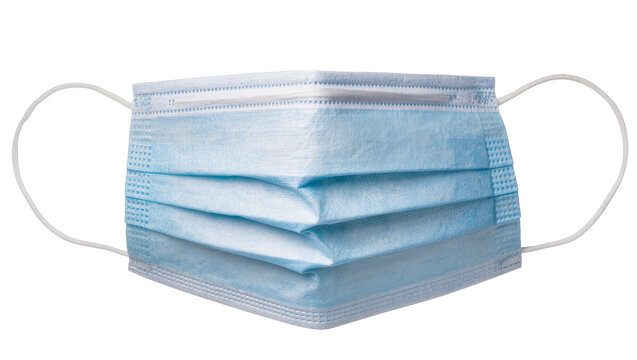 Blue disposable medical face mask with ear loops