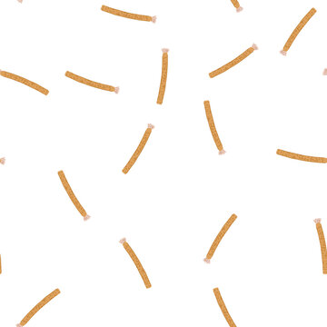 pattern miswak twig with frayed end for natural, traditional oral hygiene and teeth cleaning, eco friendly, plant based dental care illustration on white background, seamless cutout