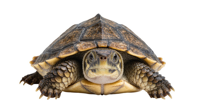 Box turtle with patterned shell and scaly skin