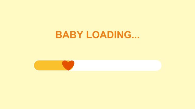 Cute baby loading progress bar animation with heart icon