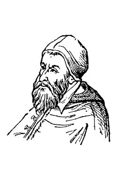 Pope Sixtus V (1521-1590), bearded pontiff in profile wearing papal mozzetta and camauro, old vintage illustration, 1897.